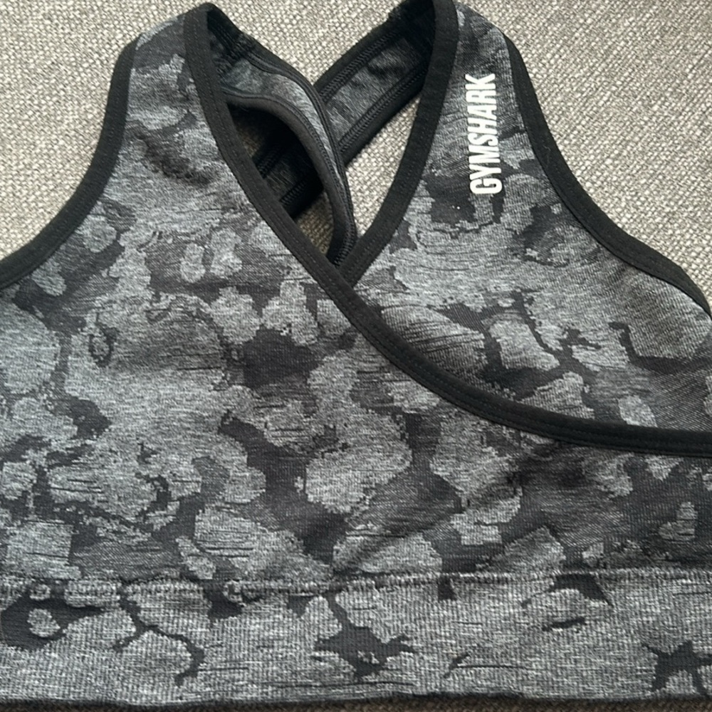 Gymshark Black and Gray Patterned Sports Bra